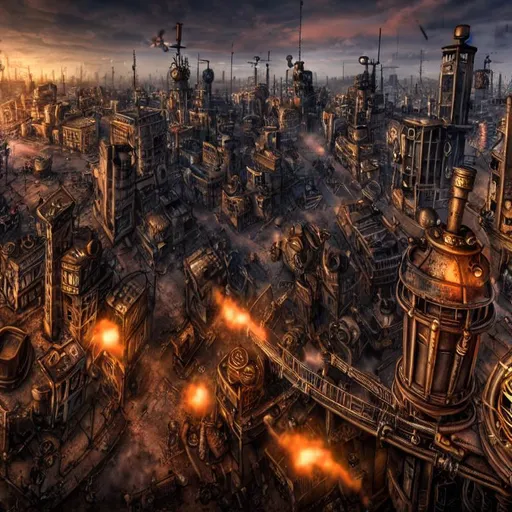 steampunk war city 8k HDR | OpenArt