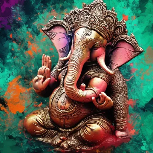 Prompt: Lord Ganesha abstract art zoom out
