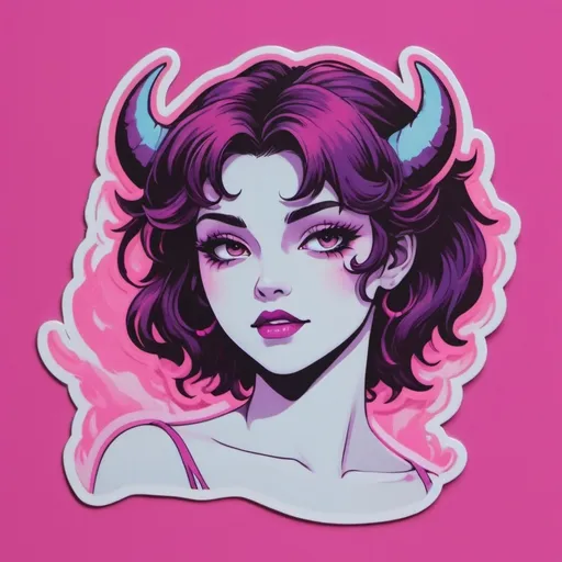 Prompt: beautiful female demon, hell, demonic, vaporwave, retro, neon, aesthetic, liminal, high quality, high definition, beautiful, dramatic lighting