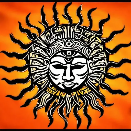 Prompt: sun god tribal south indian flag