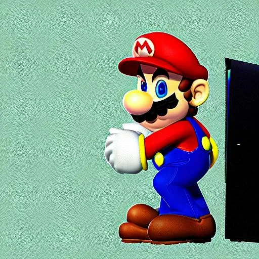 Prompt: mario playing PS5