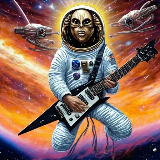 actual photo of astronaut jesus playing alien guitar...