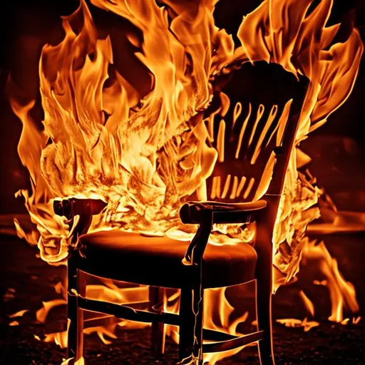 Prompt: Chair on fire
