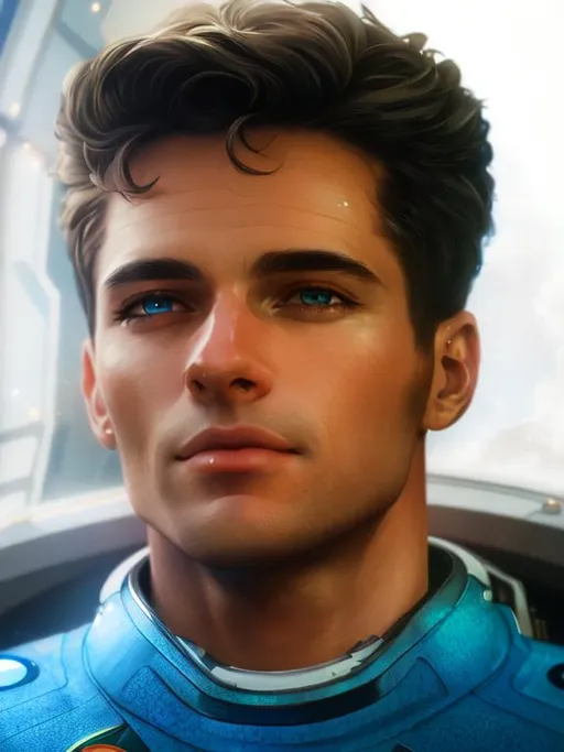 Prompt: create most beautiful photograph of most beautiful fictional,male astronaut, futurism, extremely, detailed environment, detailed background, intricate, detailed skin, natural colors , professionally color graded, photorealism, 8k, moody lighting.