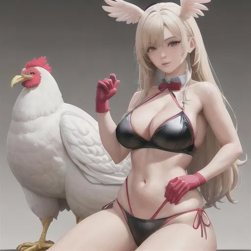 Prompt: a realistic and detailed description of a chicken girl, best quality, masterpiece, perfect anatomy