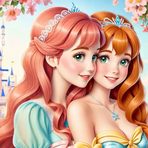 Prompt: two cute Disney princesses

