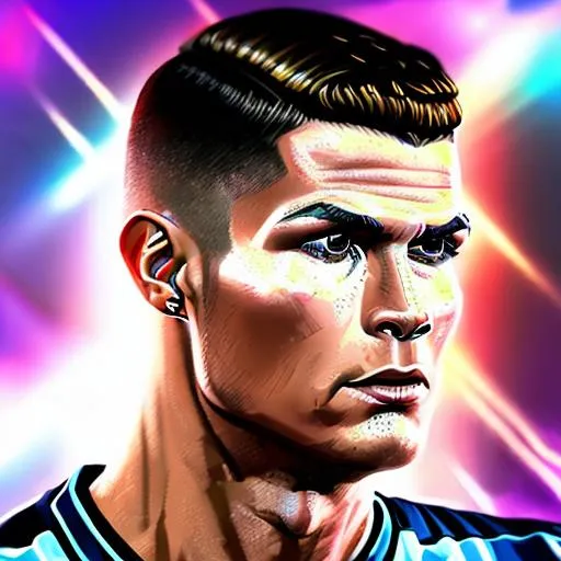 Prompt: Cristiano Ronaldo on an video game cover