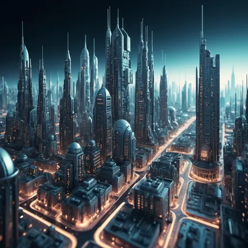 Prompt: Macro futuristic cityscape with surrealistic elements, highly detailed, ultra HD, orderly, futuristic style, technological city, cool tones, intricate details, surreal atmosphere, professional, atmospheric lighting