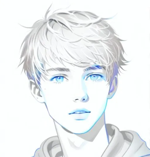 Prompt: Concept art, digital brush, Beautiful young teen boy, (16 year old kid) (messy hair)+ ((hair covering eye))++ emo cut, lightbrownhair boy, hair, sharp gaze, blue eyes, innocent, boy model, 16 years old, hot, pretty, cute, hoodie zipper, cinematic lighting, blue sky, bright colors, blue, green, yellow, white,  luminous, hyperdetailed, great composition, professional, artstation award, (white background)++ 