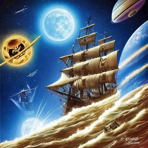 Prompt: old pirate ships Lost in Space