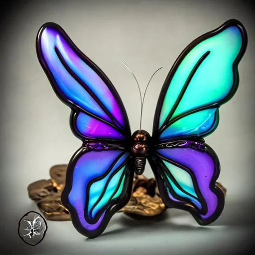 Prompt: glass blown lovecraftian style butterfly