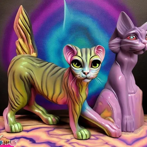 Prompt: Lisa frank style of sphinx cat diorama 