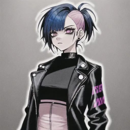 Colorful Anime Girl with Steel-Colored Undercut Hair | AI Art Generator |  Easy-Peasy.AI