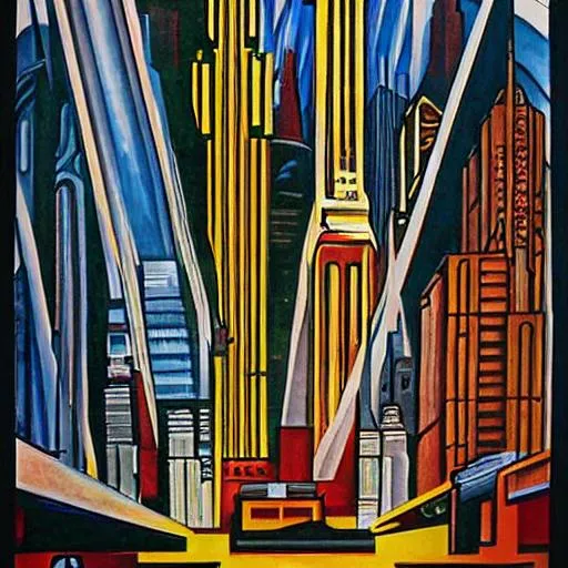 Prompt: Metropolis the movie in painting form I’m the style of scooby doo