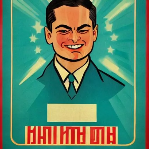 Prompt: Ussr propaganda poster with Ben Shapiro‘s face staring forwards
