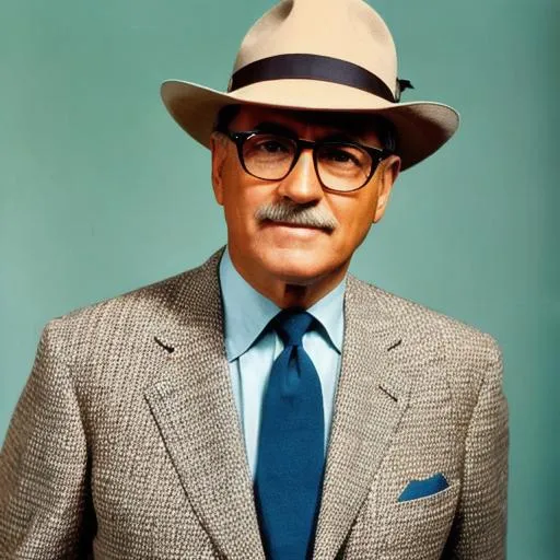 Prompt: Color portrait of a dashing, older, 1960s photographer
