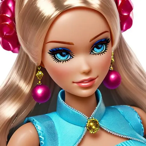 Barbie Doll In A Ball Gown Facial Closeup