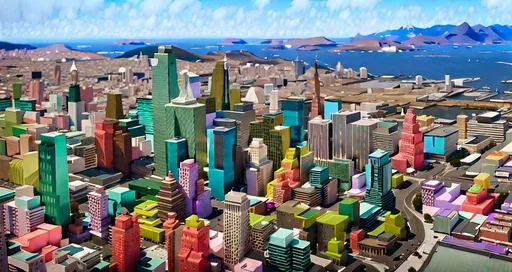 Prompt: (san francisco[(bottom right side:san francisco ferry building),(middle right area:transamerica pyramid building},+++++flat color 3d building architecture,trending cgsociety,made with unreal engine,octane render,high resolution,birds eye view of downtown san francisco,ART BY Paul
Catherall
architecture, flat-colors, geometric, graphic-design, minimalism, urban-life,,ART BY Paul
Catherall
architecture, flat-colors, geometric, graphic-design, minimalism, urban-life,ART BY Paul
Catherall
architecture, flat-colors, geometric, graphic-design, minimalism, urban-life,