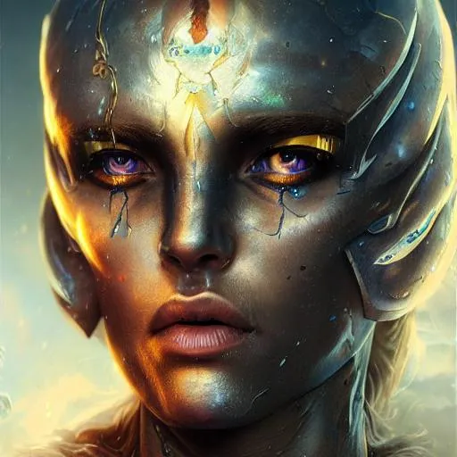 Prompt: Ultra Photo Realistic, Very Detailed, Silvanas windrunner ,  very detailed eyes, in space, hd, high definition, 8k resolution, art station, by justing gerard and greg rutkowski, digital art, Space theme background