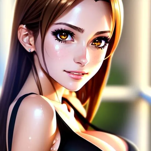 Prompt: semi-realistic anime girl, skin highlights, hair highlights, sweat,
blushing, movie scene, adult researcher, glamour, cleavage,
wonderful face, very detailed face, extremely detailed face, highly detailed face, soft smile, happy,
perfect face, perfect eyes, perfect teeth, perfect body, perfect anatomy, beautiful body, trending on instagram, trending on tiktok, trending on artstation, trending on cgsociety, white sclera,
photorealistic, masterpiece, cinematic, 16k artistic photography, epic, drama, 
romance, glamour, beauty, 
cinematic lighting, dramatic lighting, insanely detailed, soft natural volumetric cinematic lighting, award-winning photography, rendering, hd, high definition, 
highly detailed