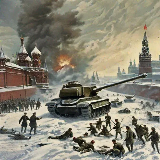 Prompt: The battle of Moscow the Soviet civil war