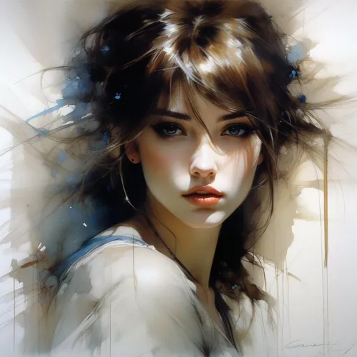 Prompt: Anime,full body, shiny skin, detailed face, detailed eyes, insanely detailed, brown hair, hazle eyes. concept art by Stephen Gammell, Pino Daheny, Jeremy Mann, Alex Maleev, Carne_Griffiths, 32k, studio cinematic lighting, oil on canvas, fine art, super efficient light, crisp focus, graininess, feeling of passion, ideal body proportions.