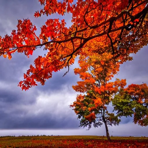 Fall Leaves On A Cloudy Morning 