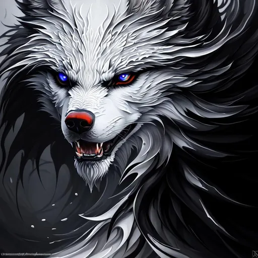 Prompt: Splash art, a wolf full body, front, ((white background)), wearing Head accessories, epic Instagram, artstation, splash style of dark fractal paint, contour, hyperdetailed intricately detailed , unreal engine, fantastical, intricate detail, splash screen, complementary colors, fantasy concept art, 8k resolution, deviantart masterpiece, oil painting, heavy strokes, paint dripping, splash arts, ultra details