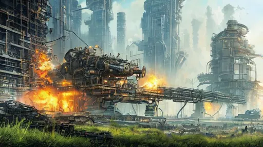 Prompt: extremely realistic, hyperdetailed, cyborg factory, machines building machines, organic, hazardous chemicals, fire, electrical sparks, high definition, ultra realistic,8K, digital art, green