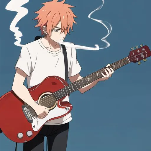 Ichigoame, anime, anime boys, bubbles, musical instrument, guitar, smoking