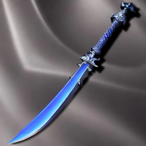 Prompt: photorealistic artwork, highly detailed {curved diamond sword}, symmetrical, vibrant

