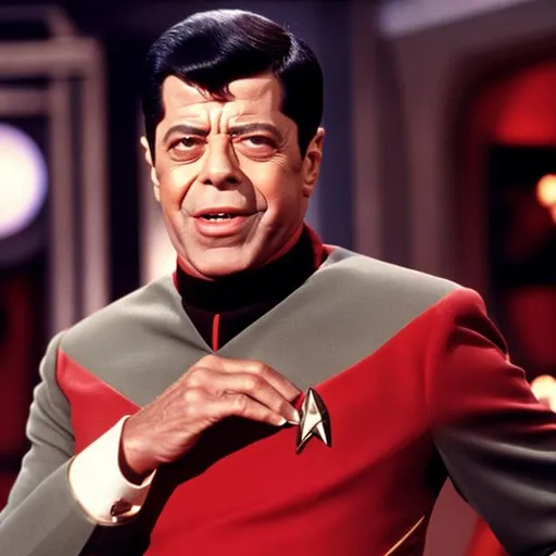 Prompt: Jerry Lewis in a Starfleet uniform. {Star Trek: The Next Generation}