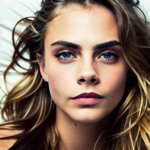 Prompt: Please produce photography of a beautiful girl, looks Cara Delevingne in 2012 with pretty eyes lying a on bed in seductive poses in a professional photoshoot and messy hair, symmetrical face, Bright eyes with highlights . professional lighting, highly detailed in the photography style of Petter Hegre art by greg rutkowski slightly open sensual mouth professionally retouched