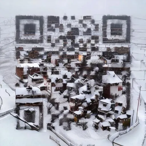 Prompt: Snowy village