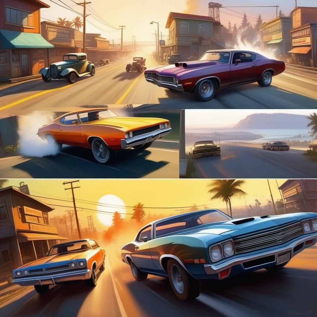Burnout Paradise, car chase, industrial area, cartoo... OpenArt