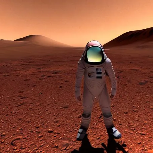 Prompt: a astronaut  on the mars  in fast future fantasy style