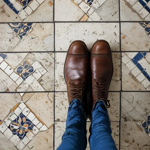 Prompt:  boots on a tiled floor