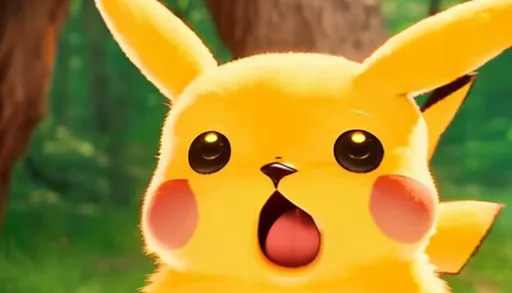 Prompt: Pikachu mouth open surprised 