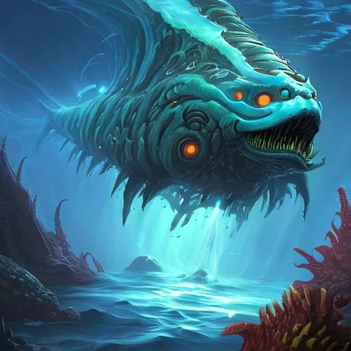 Prompt: new subnautica leviathan concept