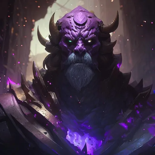 Prompt: upper torso portrait of league of legend's Dr Mundo turning into Mr Hyde, purple skin tone, soft lighting, perfect composition, cinematic, video game trailer, dramatic, detailed painting, 8k, octane render, by makoto shinkai, stanley artgerm lau, wlop, rossdraws, concept art, digital painting, looking into camera,