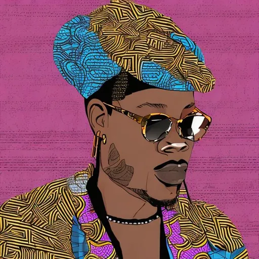 Prompt: Chic, African DJ. Illustration.