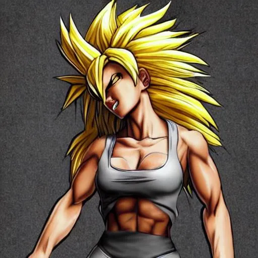 Prompt: beautiful female realistic super sayian.