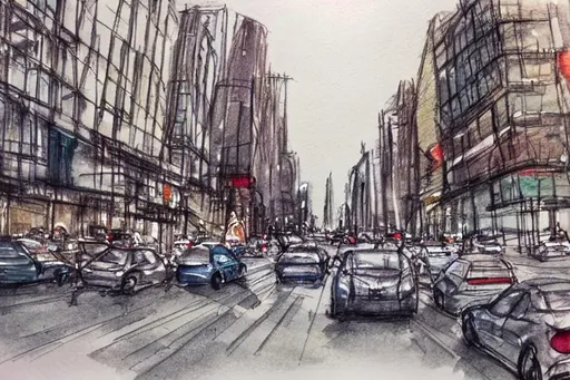 Busy Street Painting by Anatoliy Kuzin | Saatchi Art