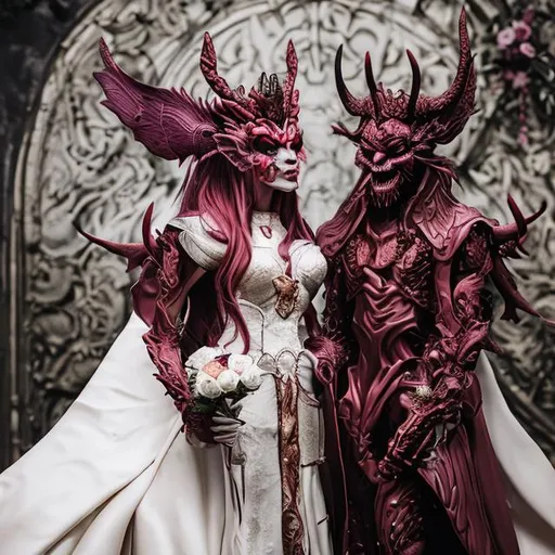 Prompt: demon queen and queen wedding