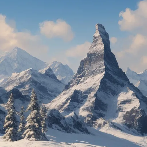 Prompt: An ultrarealistic painting of the mountain matterhorn