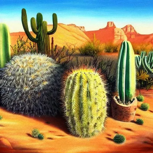 Prompt: realistic desert cactus painting





