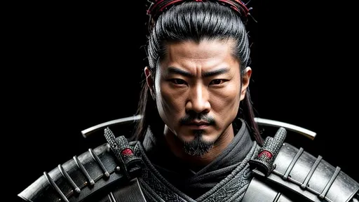 Prompt: Intricately detailed Samurai in Dark grey and Black Colors, Wearing a half Mask on his face, Ronin, Photorealistic, Film Quality, Filmic, Hyperrealistic, Hyperdetailed, Japanese Aesthetic, Beautiful Sword Detail, Striking eyes, Inspired by a young Hiroyuki Sanada, dynamic lighting, Striking, Action pose, Movie Quality