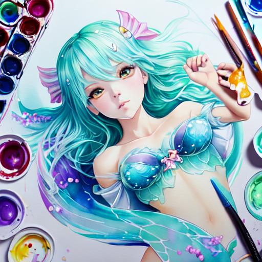 kawaii, cute, mermaid, anime Character Design, Unrea