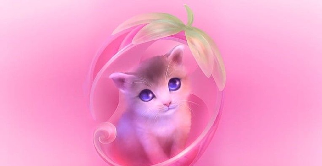 Cute, pink, fluffy, fantasy love puppy, with light