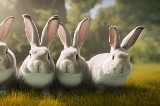 Prompt: 8k photo shot of, selfie of a happy group of lop rabbits, smiiling and looking at camera, unreal engine, realistic, hihgly detailed
